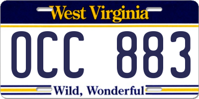WV license plate OCC883