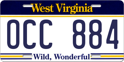WV license plate OCC884