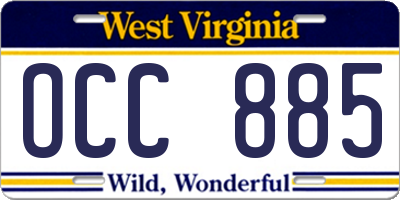WV license plate OCC885