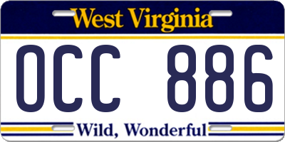 WV license plate OCC886