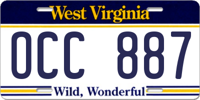 WV license plate OCC887