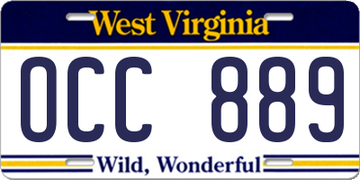 WV license plate OCC889