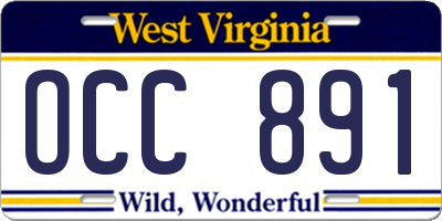 WV license plate OCC891