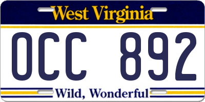 WV license plate OCC892