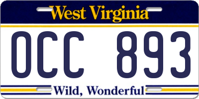 WV license plate OCC893