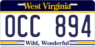 WV license plate OCC894