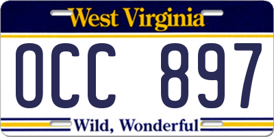 WV license plate OCC897