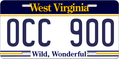 WV license plate OCC900