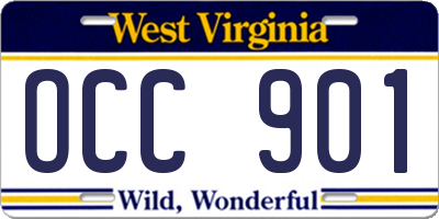 WV license plate OCC901