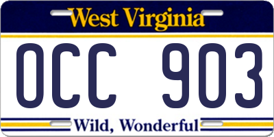 WV license plate OCC903