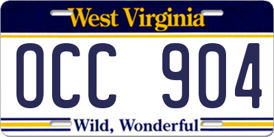 WV license plate OCC904
