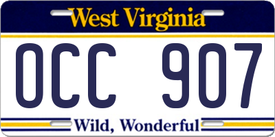 WV license plate OCC907