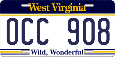 WV license plate OCC908