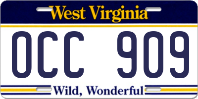 WV license plate OCC909