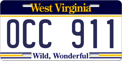WV license plate OCC911