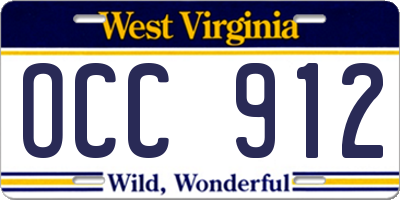 WV license plate OCC912
