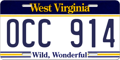 WV license plate OCC914
