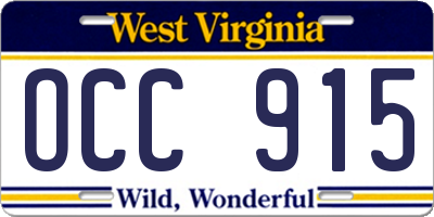 WV license plate OCC915
