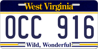 WV license plate OCC916