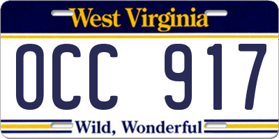 WV license plate OCC917