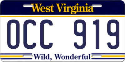 WV license plate OCC919