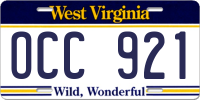 WV license plate OCC921
