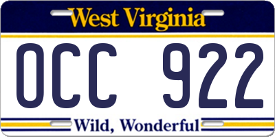 WV license plate OCC922