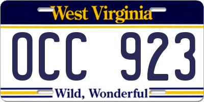 WV license plate OCC923