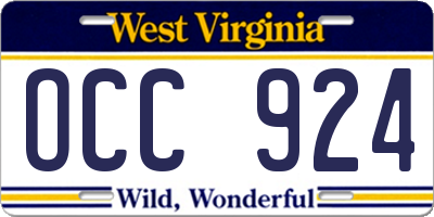 WV license plate OCC924