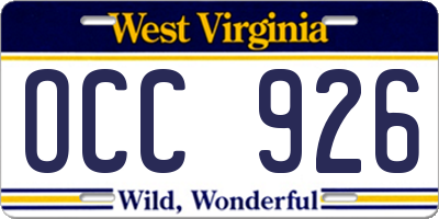 WV license plate OCC926