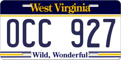 WV license plate OCC927