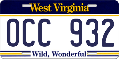 WV license plate OCC932