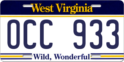 WV license plate OCC933