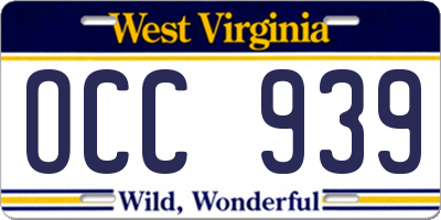 WV license plate OCC939