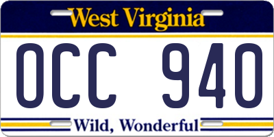 WV license plate OCC940