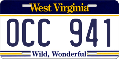 WV license plate OCC941