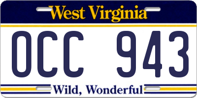 WV license plate OCC943