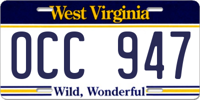 WV license plate OCC947