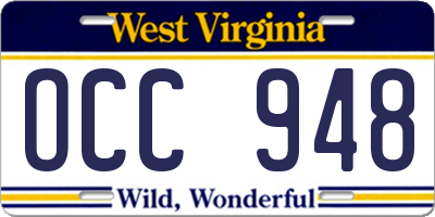 WV license plate OCC948