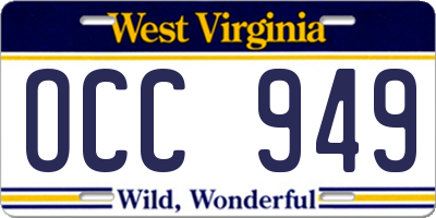 WV license plate OCC949