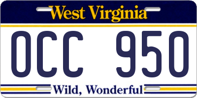 WV license plate OCC950