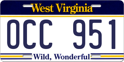 WV license plate OCC951