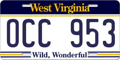 WV license plate OCC953