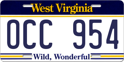 WV license plate OCC954