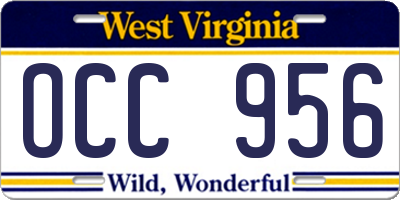WV license plate OCC956