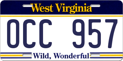 WV license plate OCC957