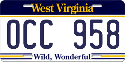 WV license plate OCC958