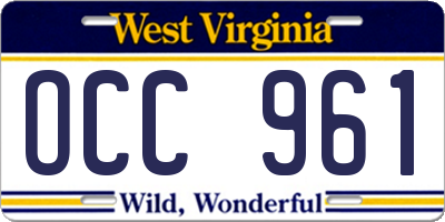 WV license plate OCC961