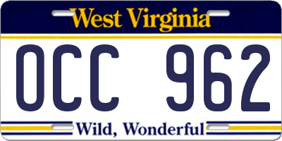 WV license plate OCC962