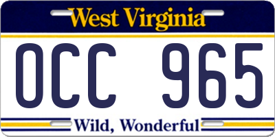 WV license plate OCC965